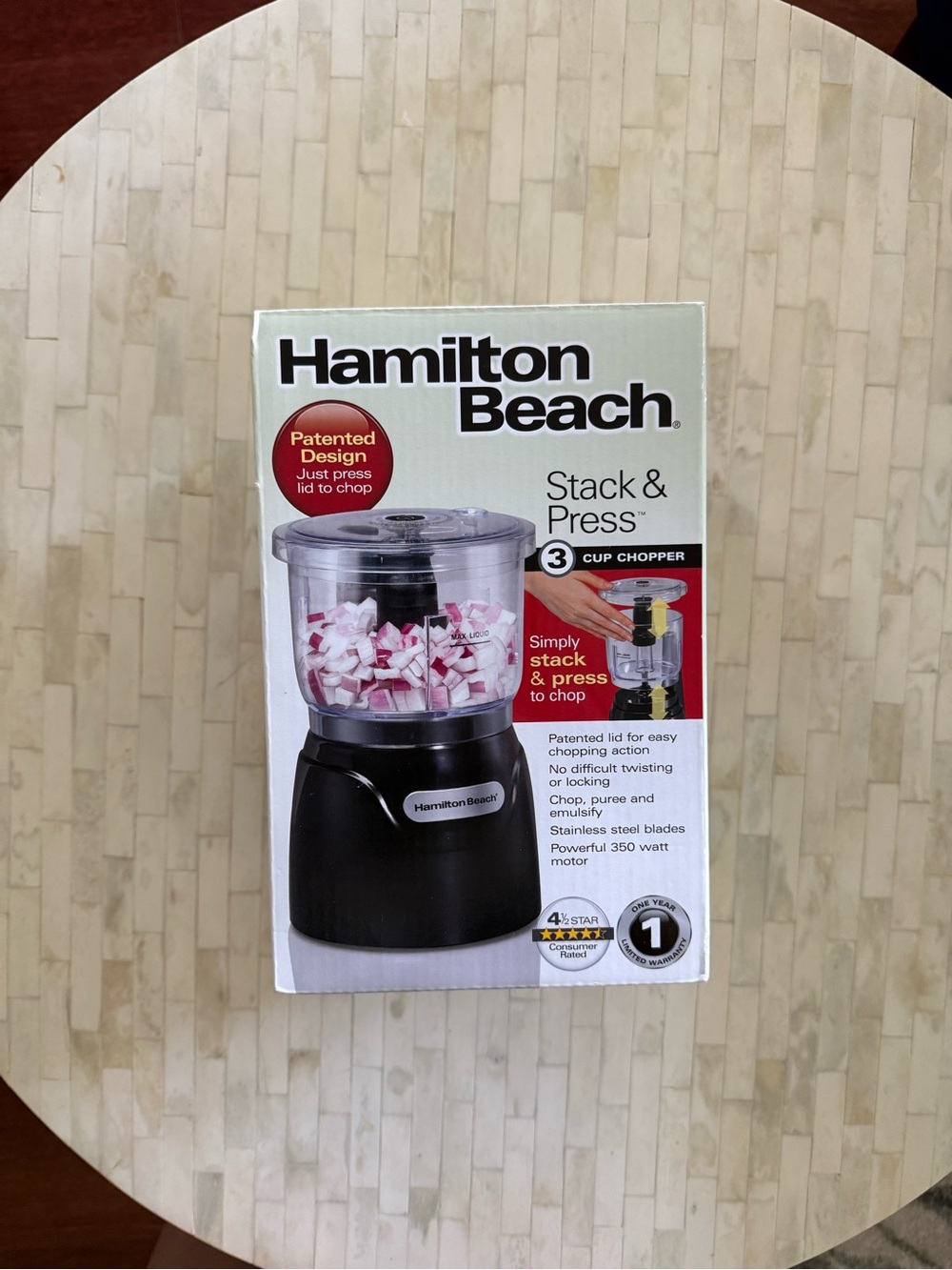 Hamilton Beach Black and Clear Stack & Press Mini Chopper